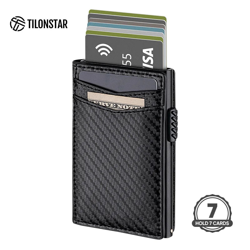 Hot Sale Factory Price Fashion New Design Custom Brand Pull Smart Slimmest Rfid Feature OEM Thin Mens Leather Card Holder Wallet
