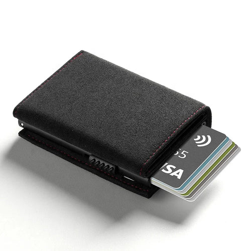 Porte-cartes anti-RFID à 3 vollet effet suède design vintage