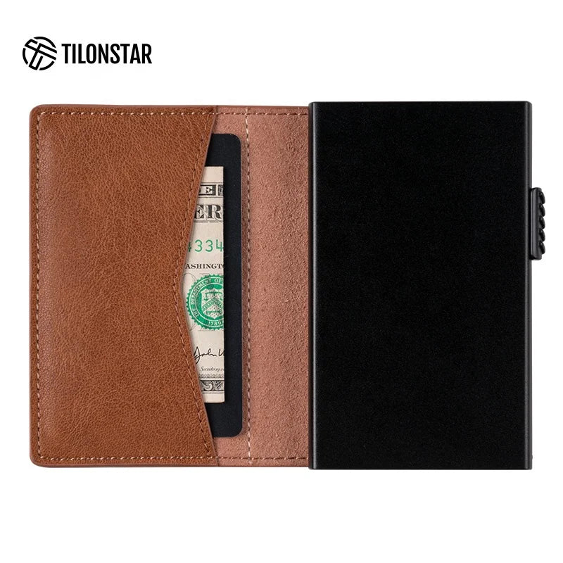 Hot Sale Factory Price Fashion New Design Custom Brand Pull Smart Slimmest Rfid Feature OEM Thin Mens Leather Card Holder Wallet